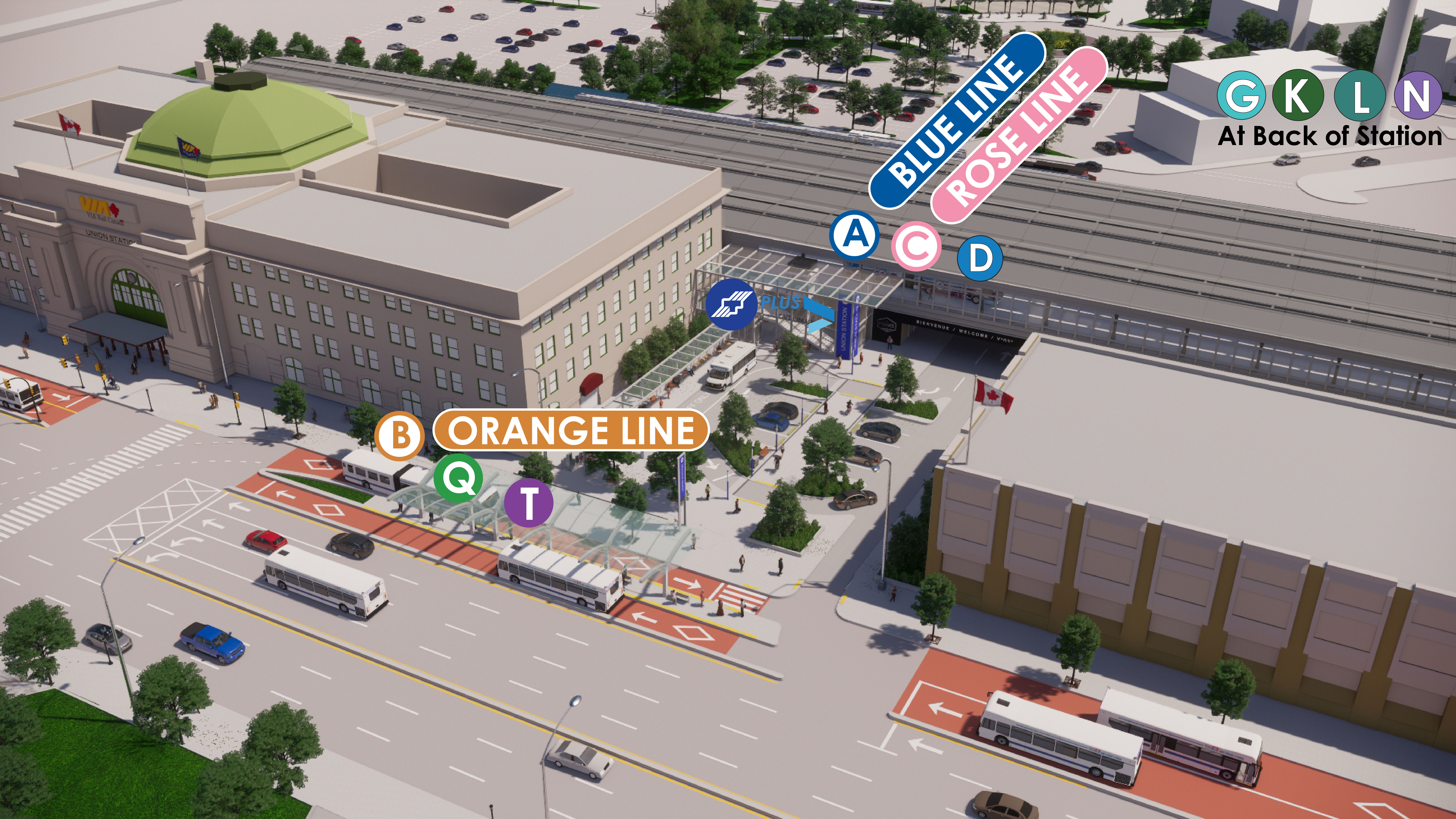 Concept rendering of rapid transit lines at VIA Rail's Union Station